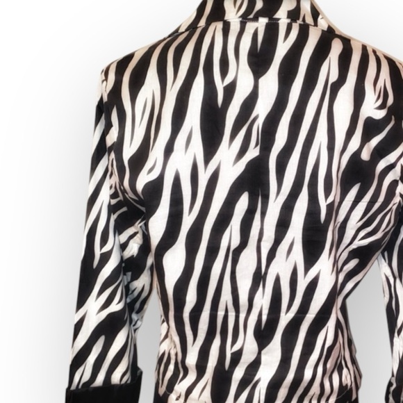 Vintage Voice Zebra Print Blazer Jacket in Black Cream Size Large - Picture 2 of 6